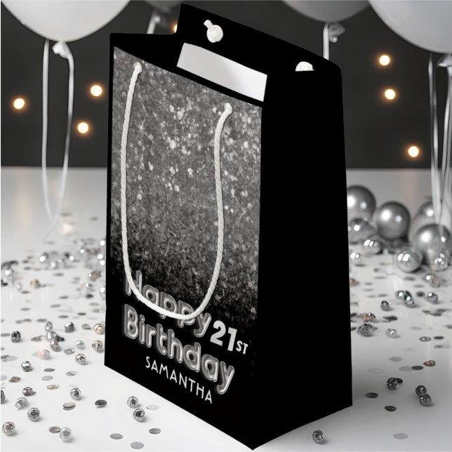 Birthday silver Glitter Sparkles Small Gift Bag (Creator Uploaded)