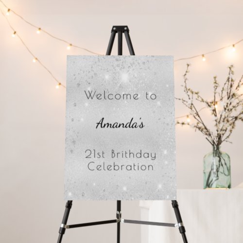 Birthday silver glitter welcome foam board