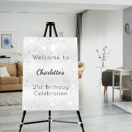 Birthday silver glitter welcome party foam board