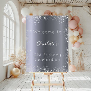 Birthday silver glitter welcome party foam board