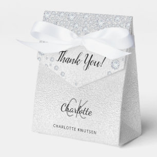 Birthday silver name elegant favor boxes