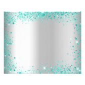 Birthday silver teal glitter budget save the date flyer (Back)