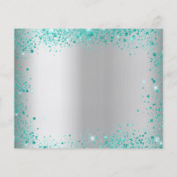 Birthday silver teal glitter budget save the date flyer | Zazzle