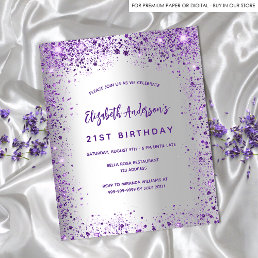 Birthday silver violet purple budget invitation