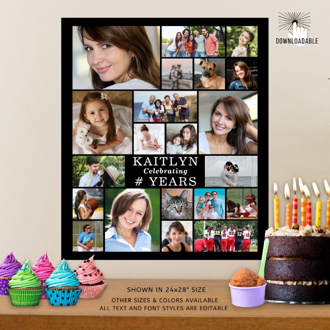 Birthday Simple 21 Photo Collage Custom Poster (Creator Uploaded)