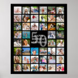 Birthday Simple 44 Photo Collage Custom Colors Poster<br><div class="desc">Create a birthday photo memories commemorative poster print to celebrate any age birthday with pictures through the years utilizing this easy-to-upload photo collage template with 44 photos and personalized with their age and your custom title in your choice of colors as a meaningful keepsake or to display at a birthday...</div>