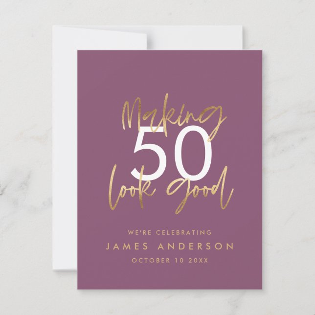 birthday simple stylish elegant script photo invit invitation (Front)