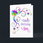 Birthday, Sister,  Abstract Floral in Vivid Colors Card<br><div class="desc">See same and/or similar image in other categories and products</div>