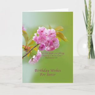 Birthday, Sister, Cherry Blossoms, Religious Card