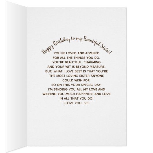 BIRTHDAY -  SISTER - COUNTRY FLOWERS/VASE (Inside (Right))