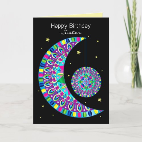 Birthday Sister Kaleidoscope Abstract Design Card