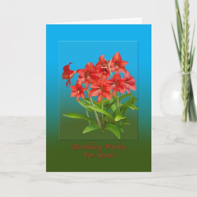 Birthday, Sister, Red Day Lilies Card (Front)