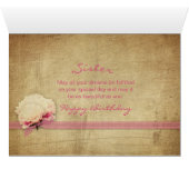 Birthday - Sister - Vintage Peonies, Flower (Inside Horizontal (Bottom))
