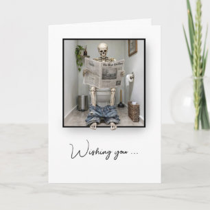 Birthday Skeleton on a Toilet Humor Card