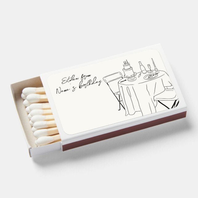 Birthday sketchy table party matches (Front Open)