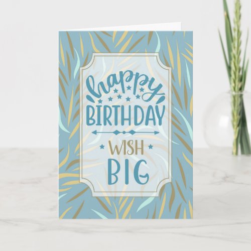 Birthday Sky Blue Botanical with Brown Tones Card