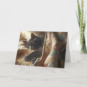Birthday Sleeping Gray Cat Card