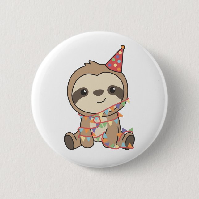 Birthday Sloth For Children A Birthday Button (Front)
