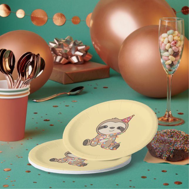Birthday Sloth For Children A Birthday Paper Plates (Multi)