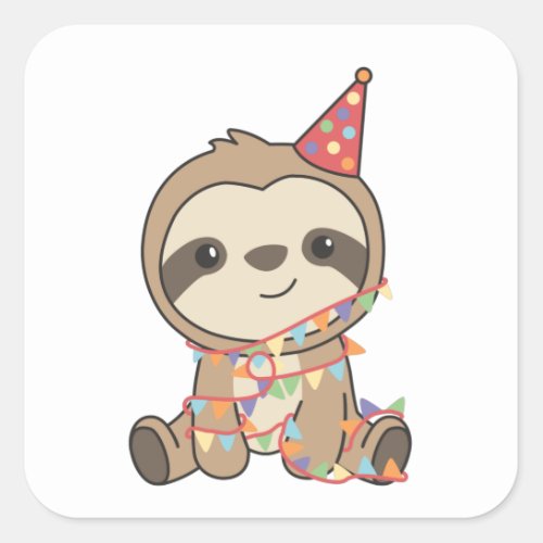 Birthday Sloth For Children A Birthday Square Stic Square Sticker