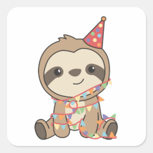 Birthday Sloth For Children A Birthday Square Stic Square Sticker