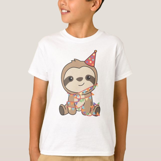 Birthday Sloth For Children A Birthday T-Shirt (Front)