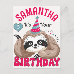 Birthday Sloth For Cute Cartoon Sloths Lovers Postcard