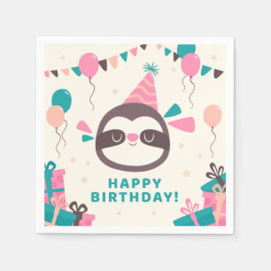 Birthday Sloth Napkins