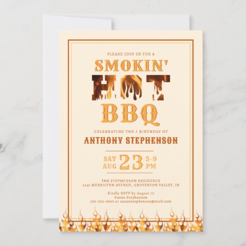 Birthday Smokin Hot BBQ Party Invitation