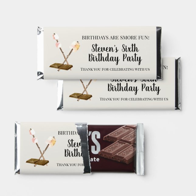 Birthday S'mores Marshmallow Party  Hershey Bar Favors (Front)