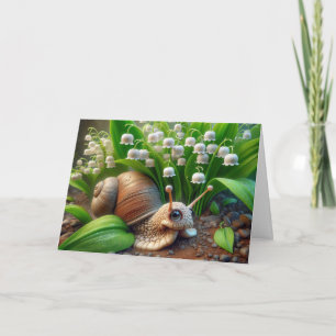 Birthday Snail In Spring Garden Card