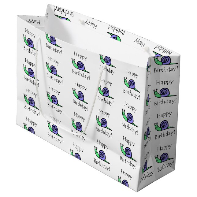 Birthday Snail Large Gift Bag (Front Angled)