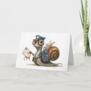 Birthday Snail Postman Delivering Mail Card