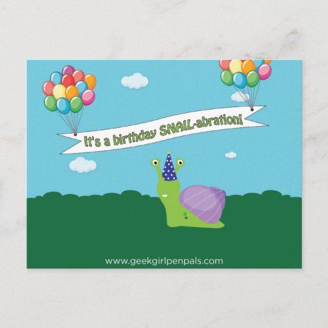 Birthday Snail Pun Postcard (Front)