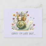 Birthday snail with gift postcard