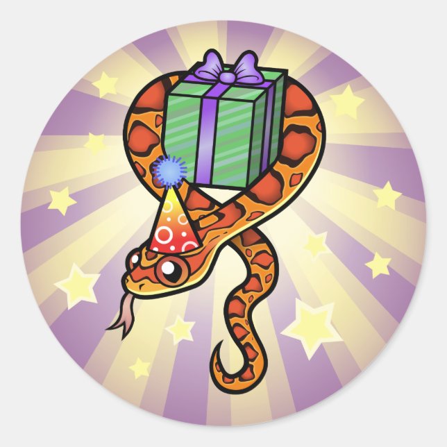 Birthday Snake Classic Round Sticker (Front)