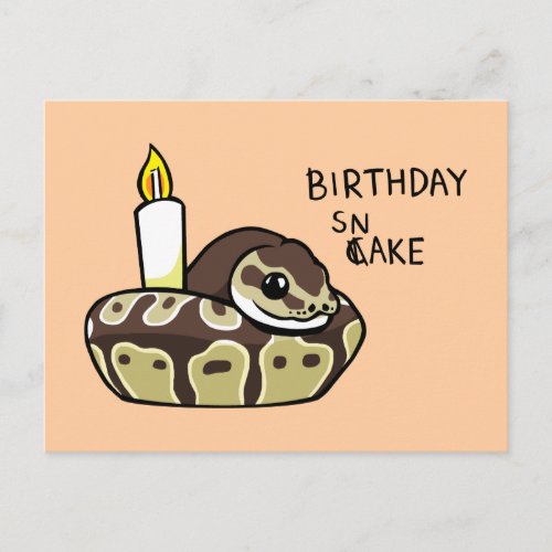 Birthday Snake Cute Ball Python Drawing Postcard