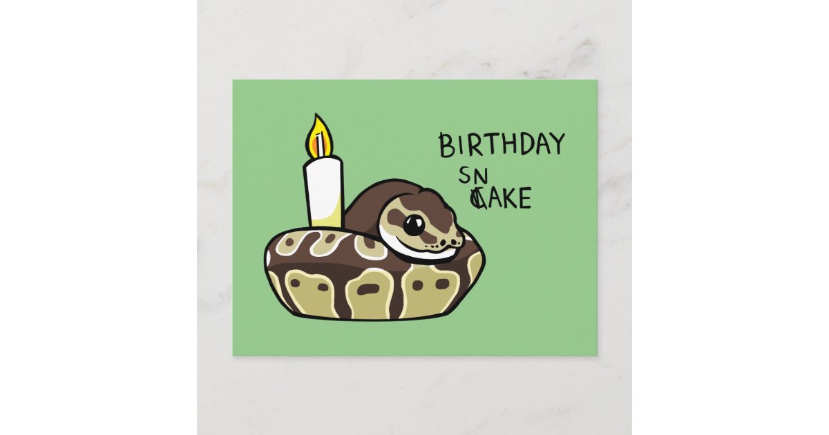 Birthday Snake Cute Ball Python Drawing Postcard | Zazzle