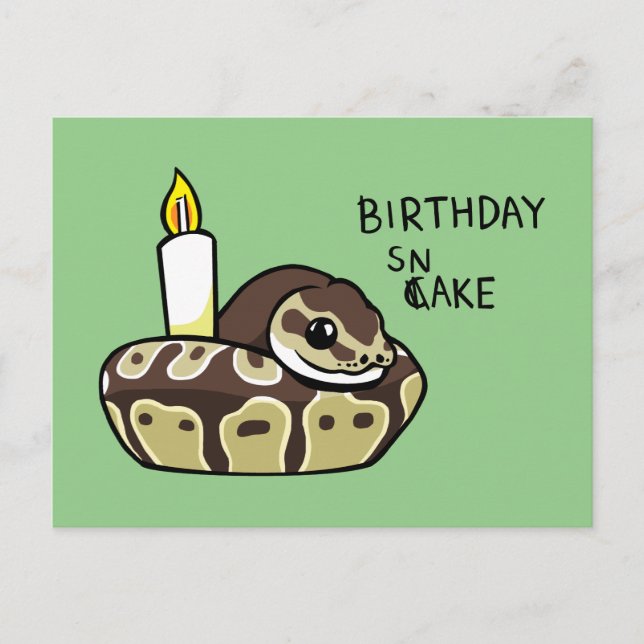 Birthday Snake Cute Ball Python Drawing Postcard (Front)