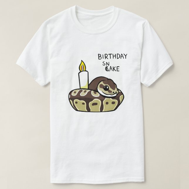 Birthday Snake Cute Ball Python Drawing T-shirt (Design Front)