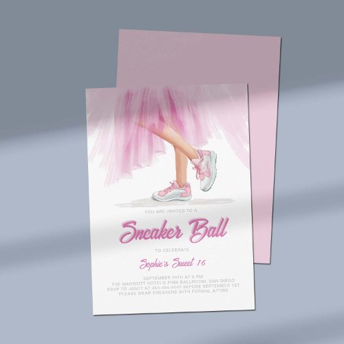 Birthday Sneaker Ball Ballerina Princess Sweet 16 Invitation