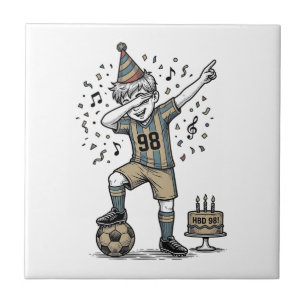 Birthday Soccer Boy Dab Vintage Engraving Shirt_1 Ceramic Tile