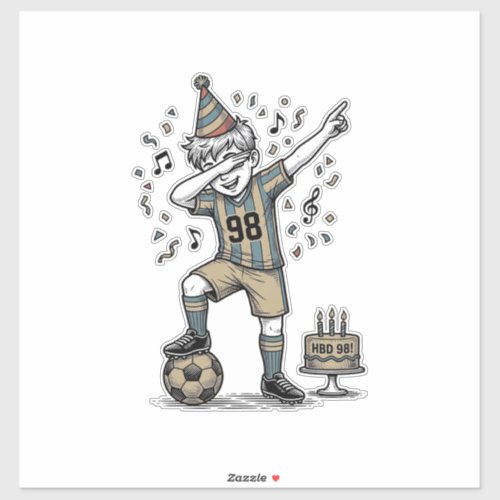 Birthday Soccer Boy Dab Vintage Engraving Shirt_1 Sticker
