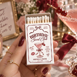 Birthday Social Club Cocktail Favor Personalized Matchboxes
