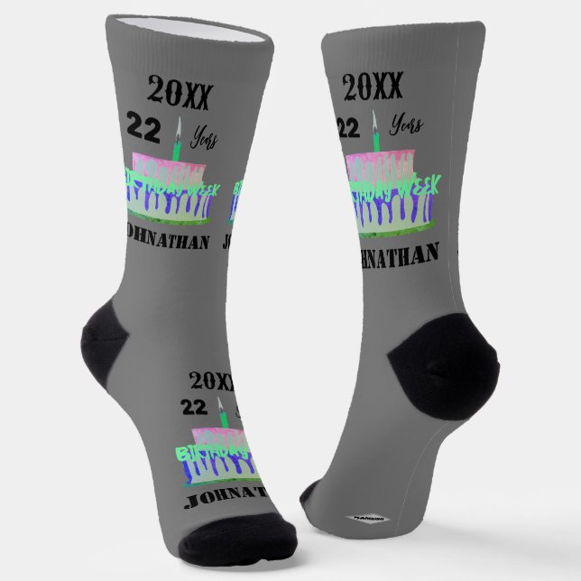 Birthday Socks design HAMbyWG (Angled)
