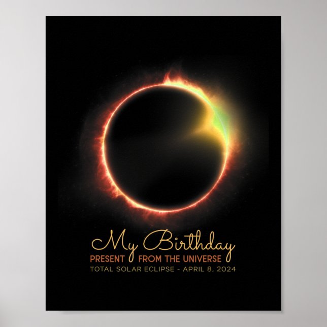 Birthday Solar Eclipse 2024 April 8 Total Eclipse  Poster (Front)
