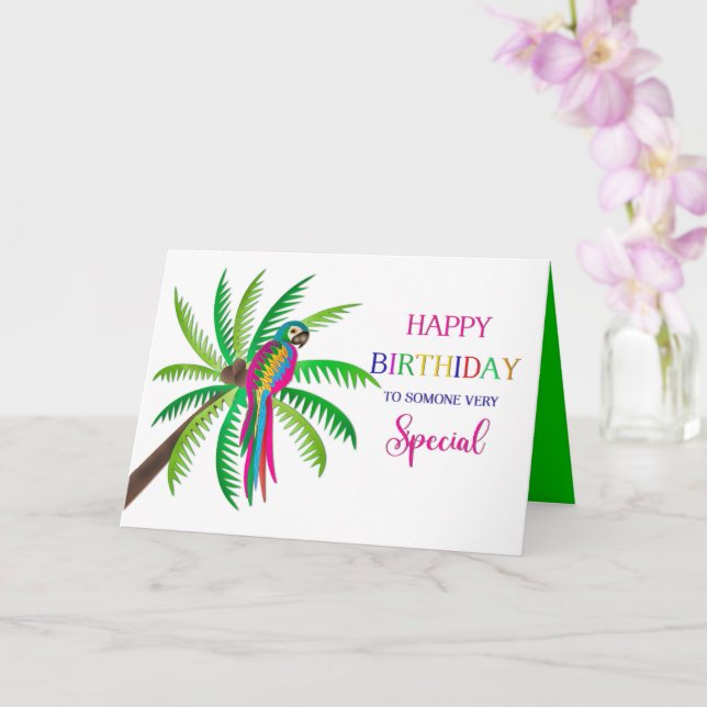 Birthday Someone Special Tropical Colorful Parrot Card (Orchid)
