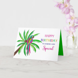 Birthday Someone Special Tropical Colorful Parrot Card