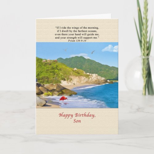 Birthday Son Beach Hills Birds Ocean Card