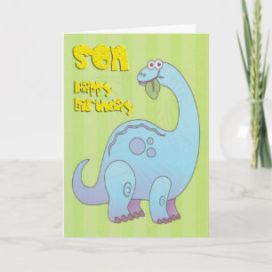 Birthday Son Blue Dinosaur Card